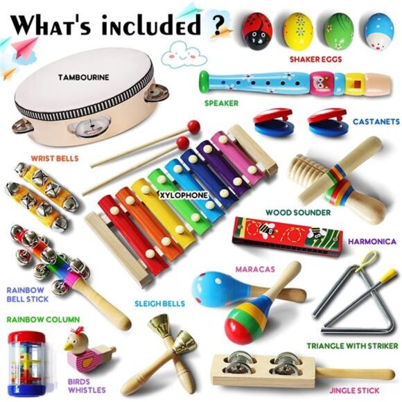 Toddler Musical Instruments,Wooden Percussion Instruments Toy for Kids Baby - Picture 6 of 7
